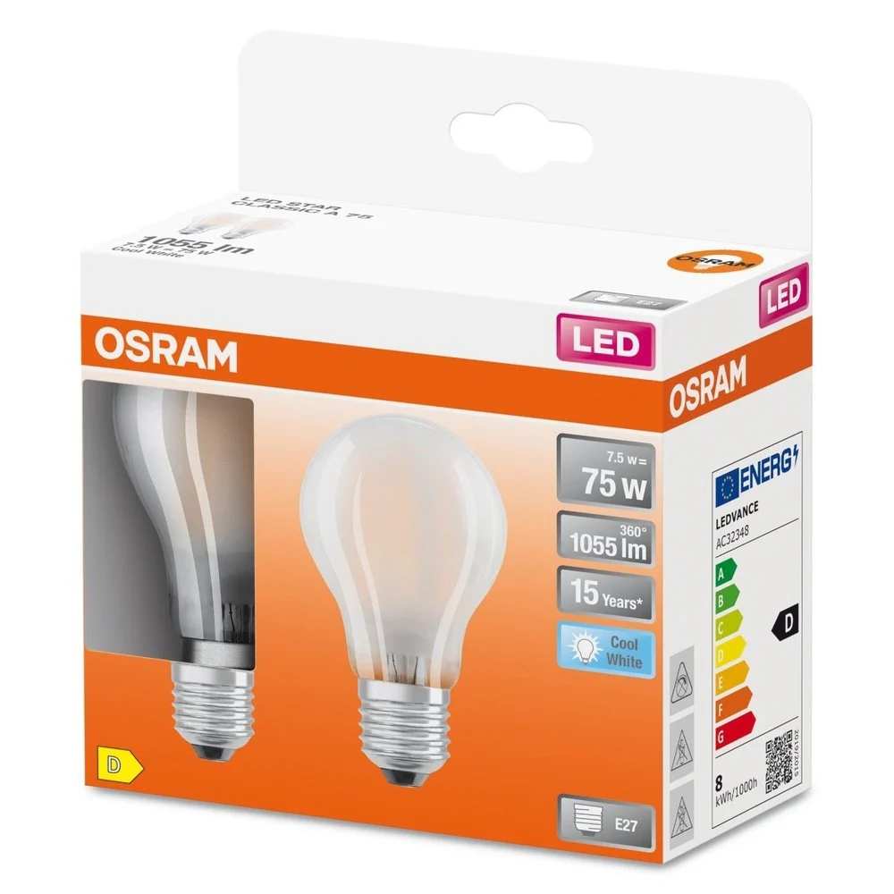 Żarówka LED E27 7,5W LED STAR 2 szt. filament, barwa zimna - Image 3