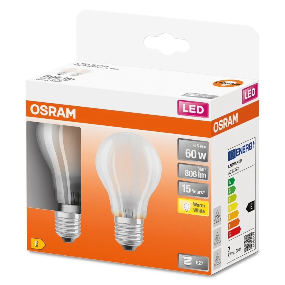 Żarówka LED E27 6,5W STAR CLASSIC 2 szt. matowa, barwa ciepła - Image 3