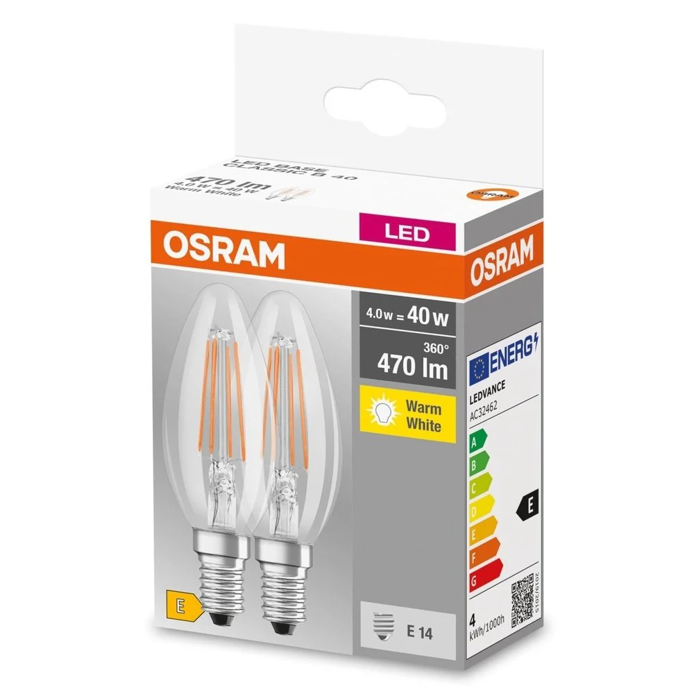 Żarówka LED E14 4W BASE 2 szt. filament, barwa ciepła - Image 3