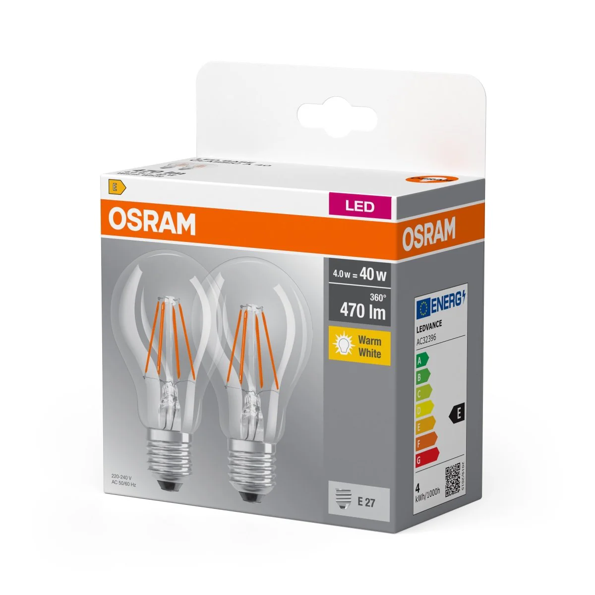 Żarówka LED E27 4W CLASSIC 2 szt. filament, barwa ciepła - Image 5