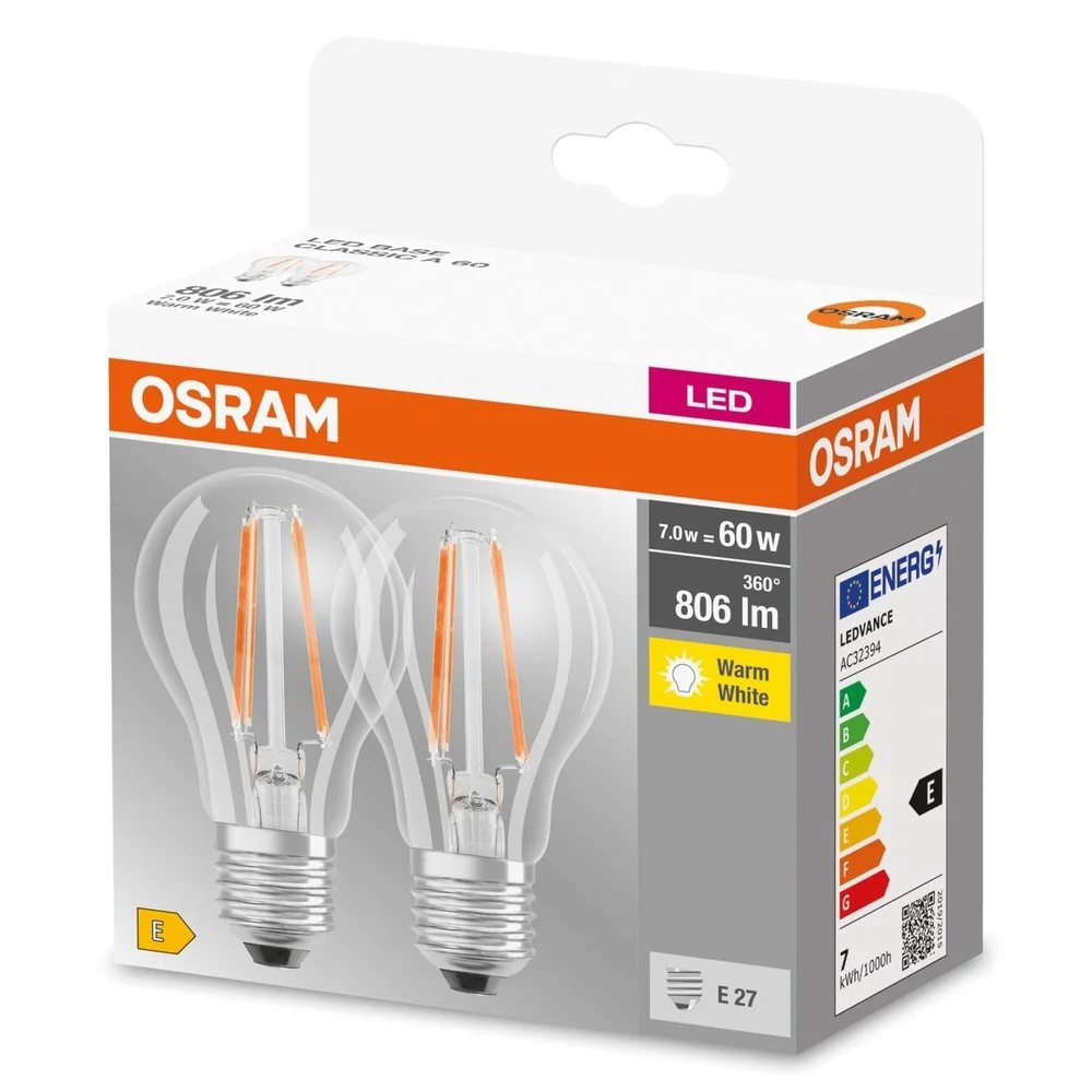 Żarówka LED E27 6,5W CLASSIC 2 szt. filament, barwa ciepła - Image 3