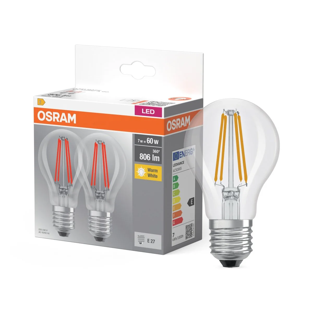 Żarówka LED E27 6,5W CLASSIC 2 szt. filament, barwa ciepła - Image 5