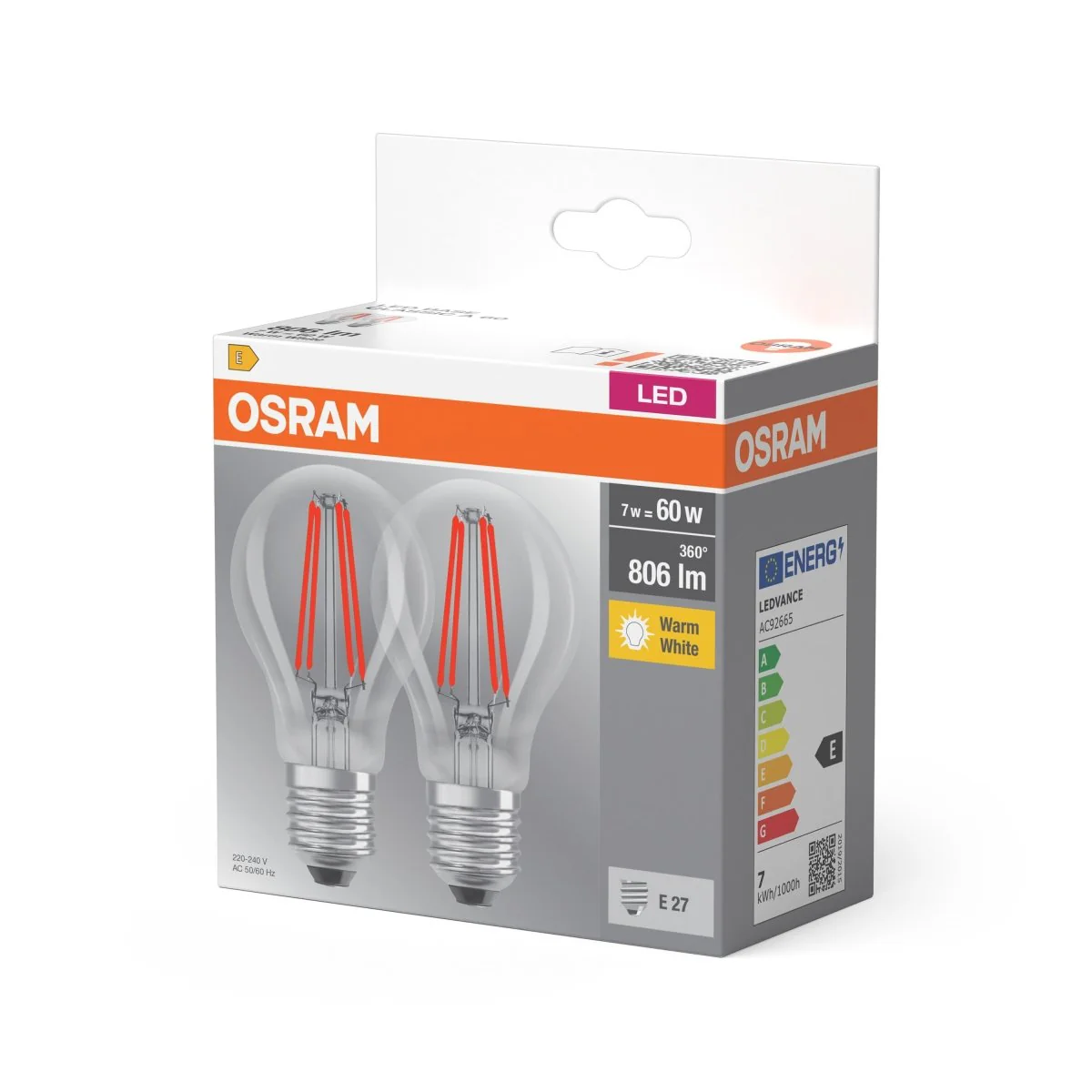Żarówka LED E27 6,5W CLASSIC 2 szt. filament, barwa ciepła - Image 6