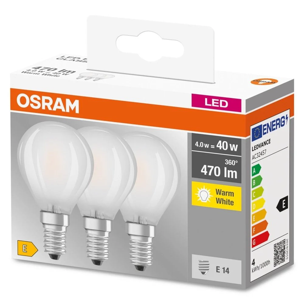 Żarówka LED E14 4W BASE CLASSIC 3 szt., kulka, retrofit, barwa ciepła - Image 3