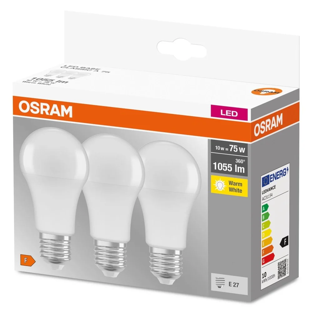 Żarówka LED E27 10W BASE CLASSIC 3 szt., matowa, barwa ciepła - Image 3