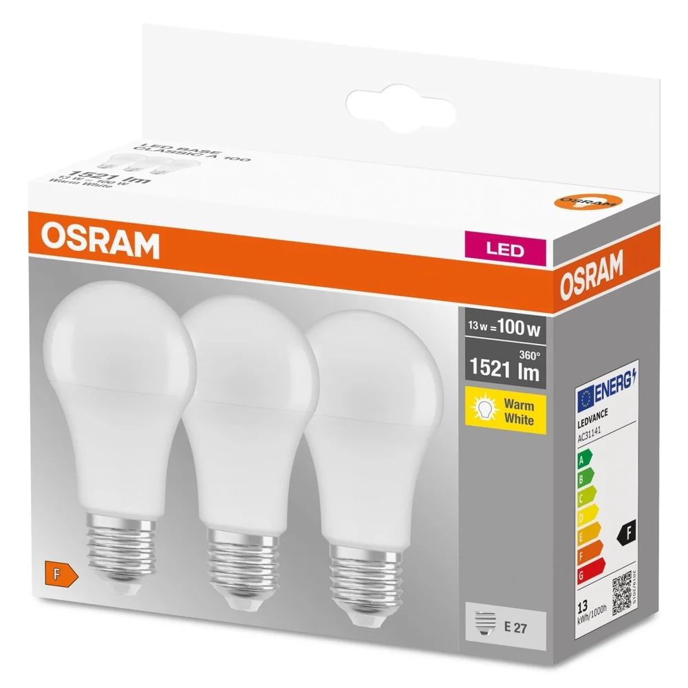 Żarówka LED E27 13W BASE CLASSIC 3 szt., matowa, barwa ciepła - Image 3