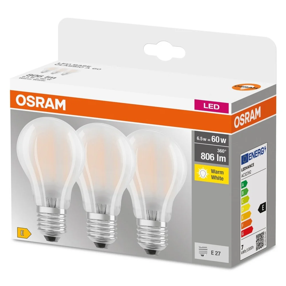 Żarówka LED E27 6W BASE CLASSIC 3 szt., retrofit, barwa ciepła - Image 3