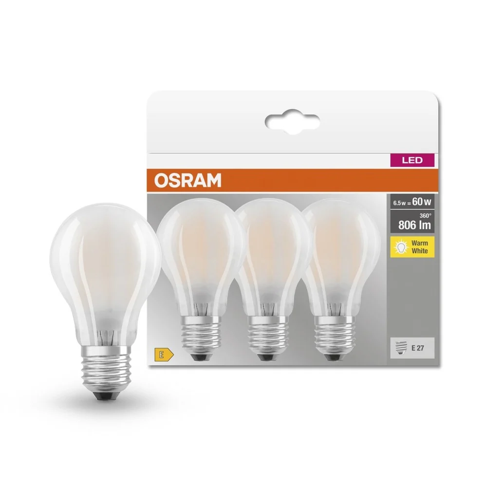 Żarówka LED E27 6W BASE CLASSIC 3 szt., retrofit, barwa ciepła - Image 4
