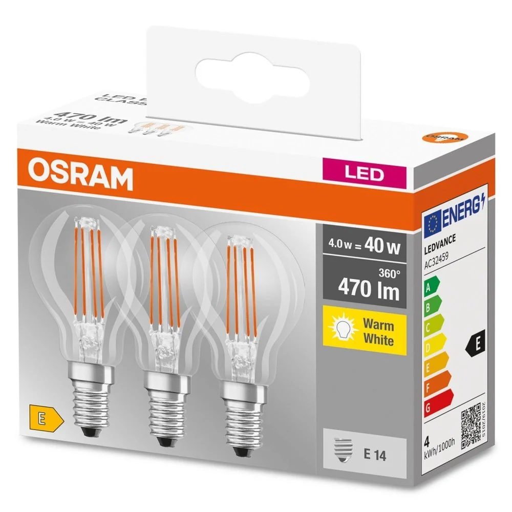 Żarówka LED E14 4W BASE 3 szt., kulka, filament, barwa ciepła - Image 3