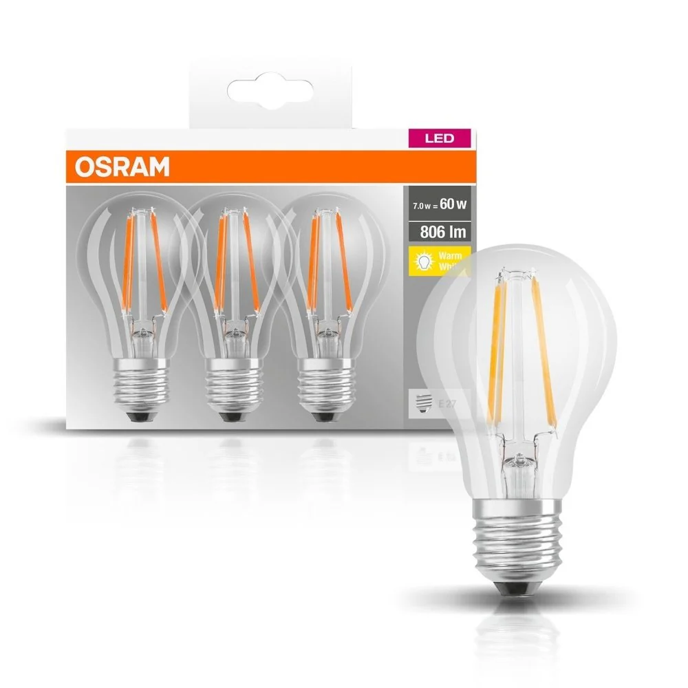 Żarówka LED E27 6,5W BASE zestaw 3 szt., retrofit, barwa ciepła - Image 4