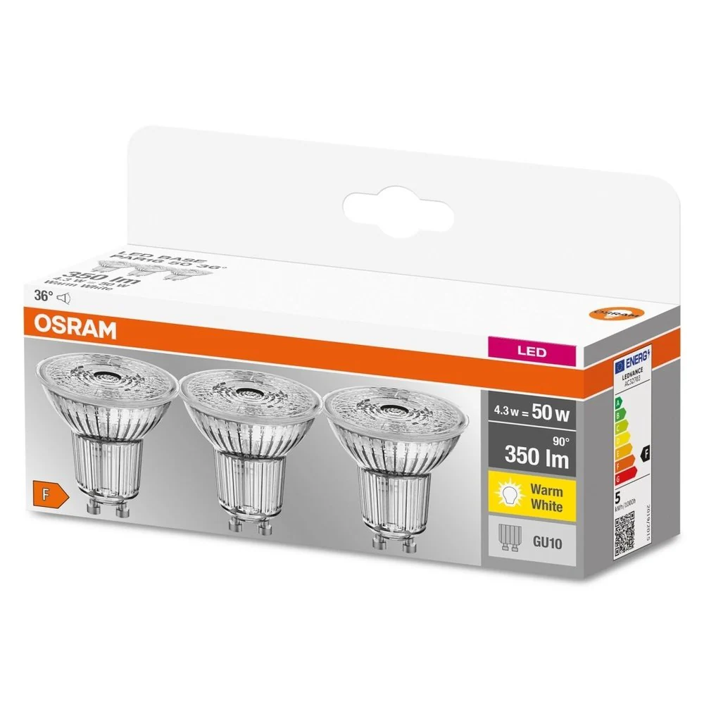 Żarówka LED GU10 4,3W BASE 3 szt., barwa ciepła - Image 3