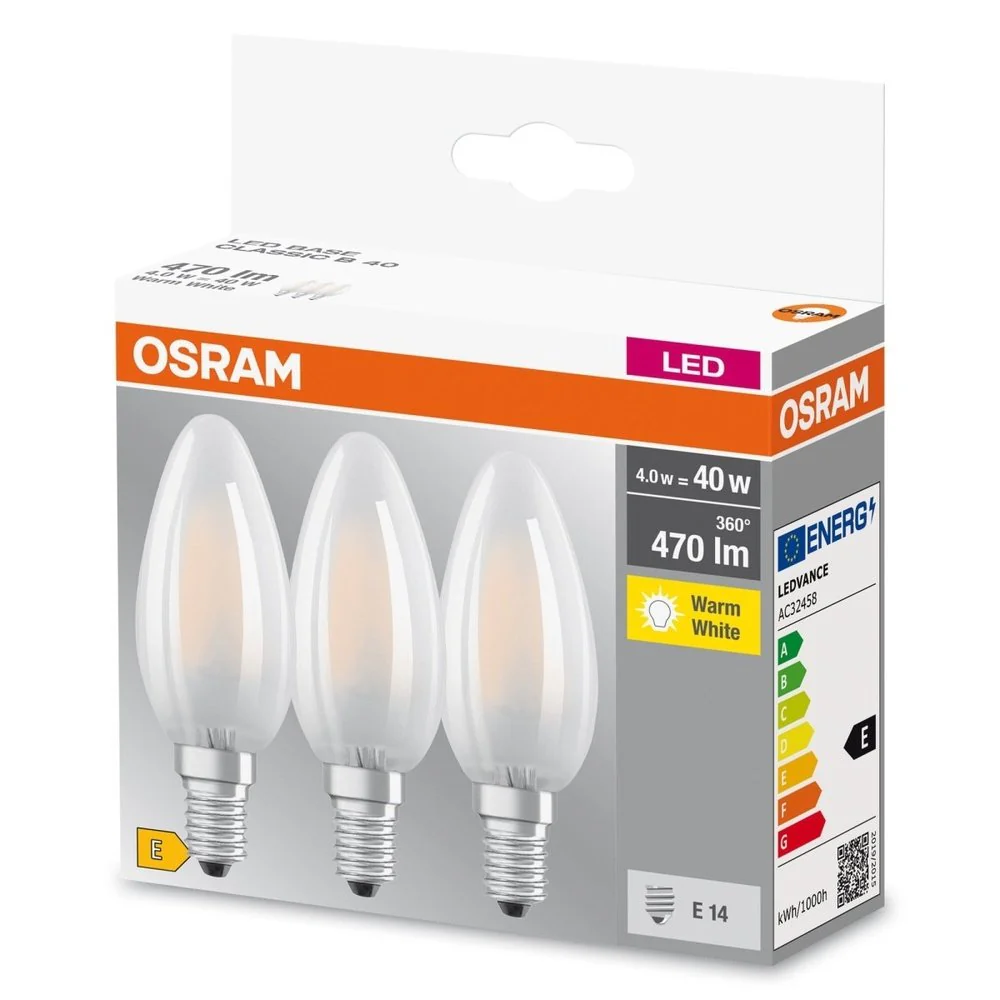 Żarówka LED E14 4W BASE 3 szt., świeczka, retrofit, barwa ciepła - Image 3