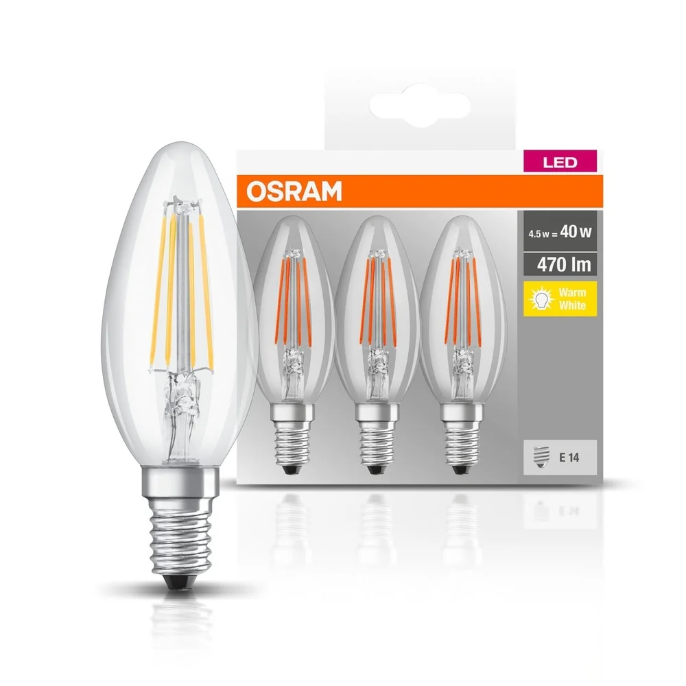 Żarówka LED E14 4W BASE 3 szt., filament, barwa ciepła - Image 4