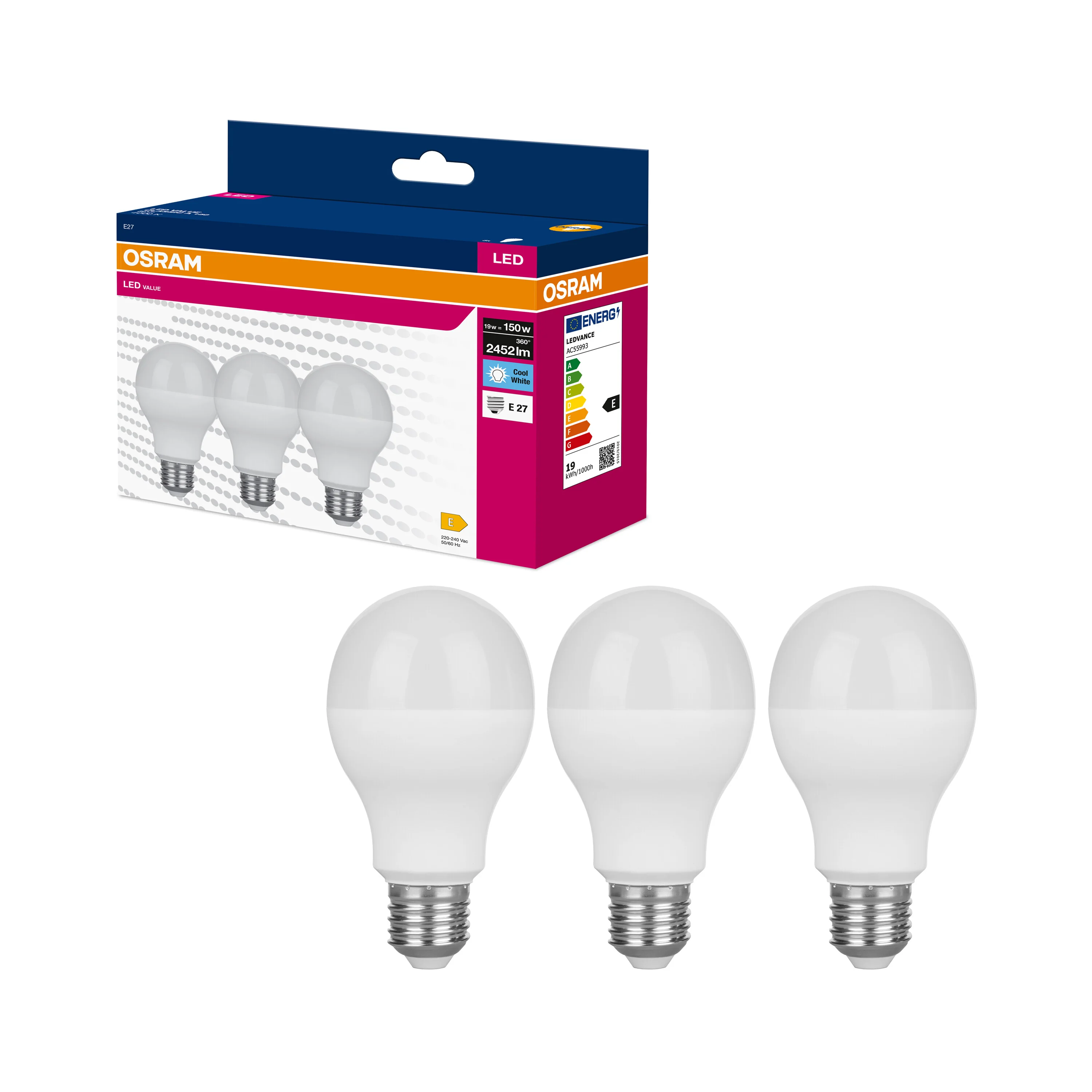 3x Żarówka LED A68 E27 19W = 150W 2542lm 4000K Neutralna 200° VALUE CLASSIC - Image 4
