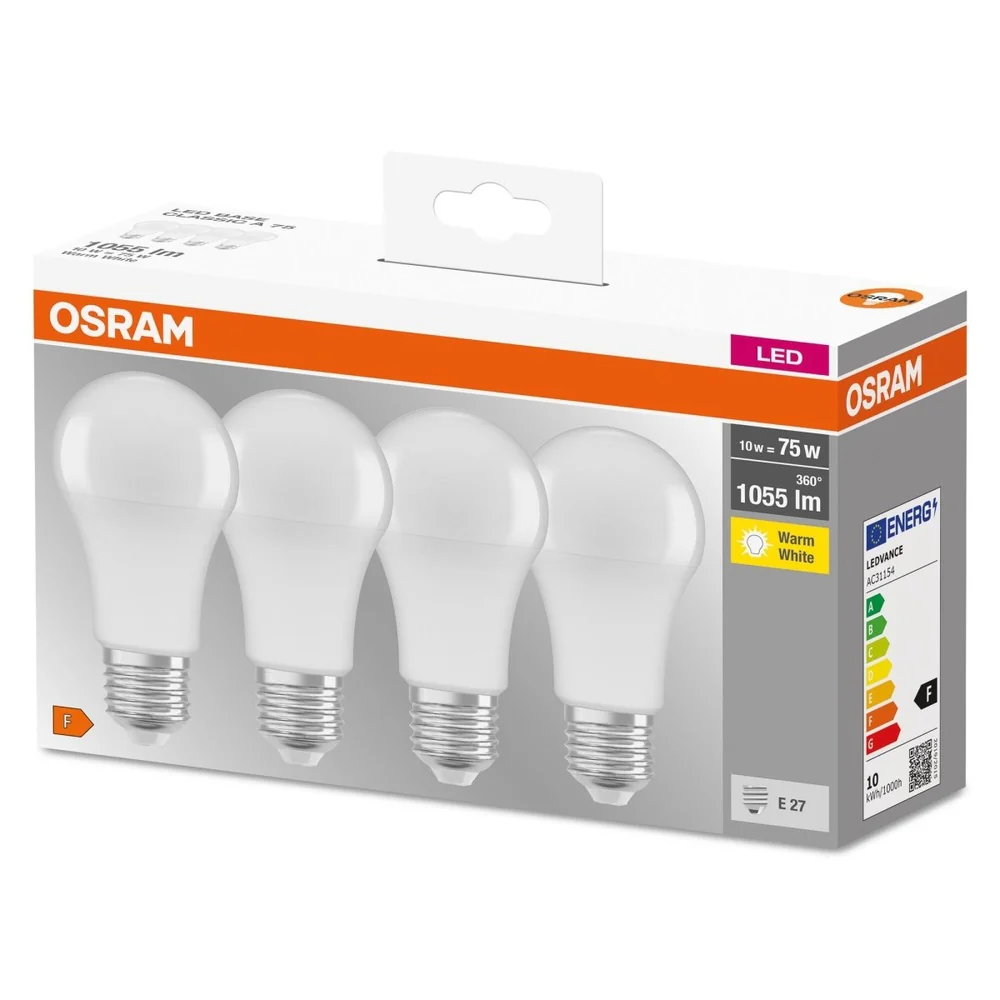 Żarówka LED E27 10W BASE CLASSIC 4 szt. matowa, barwa ciepła - Image 3