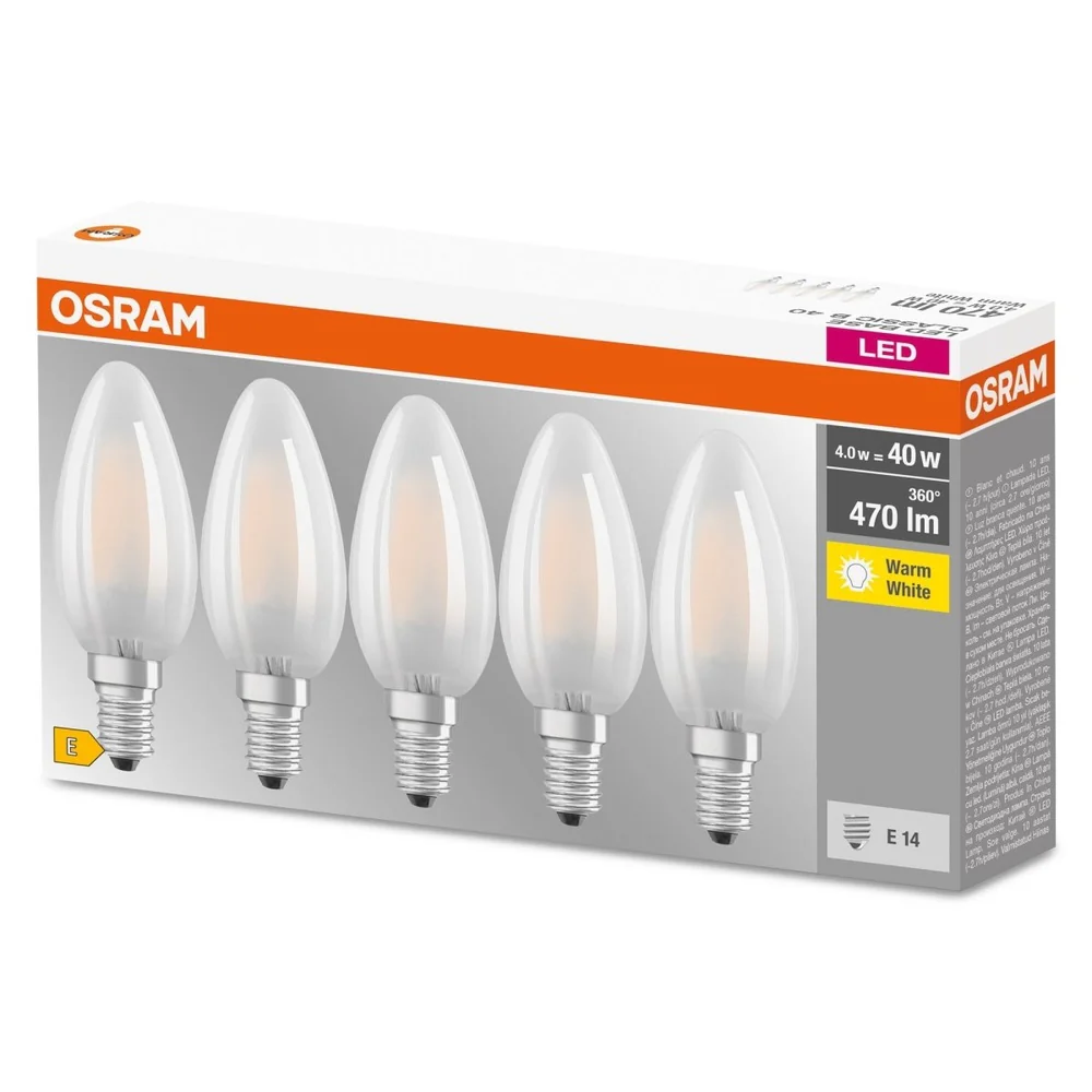 Żarówka LED E14 4W BASE 5 szt., matowa, barwa ciepła - Image 3