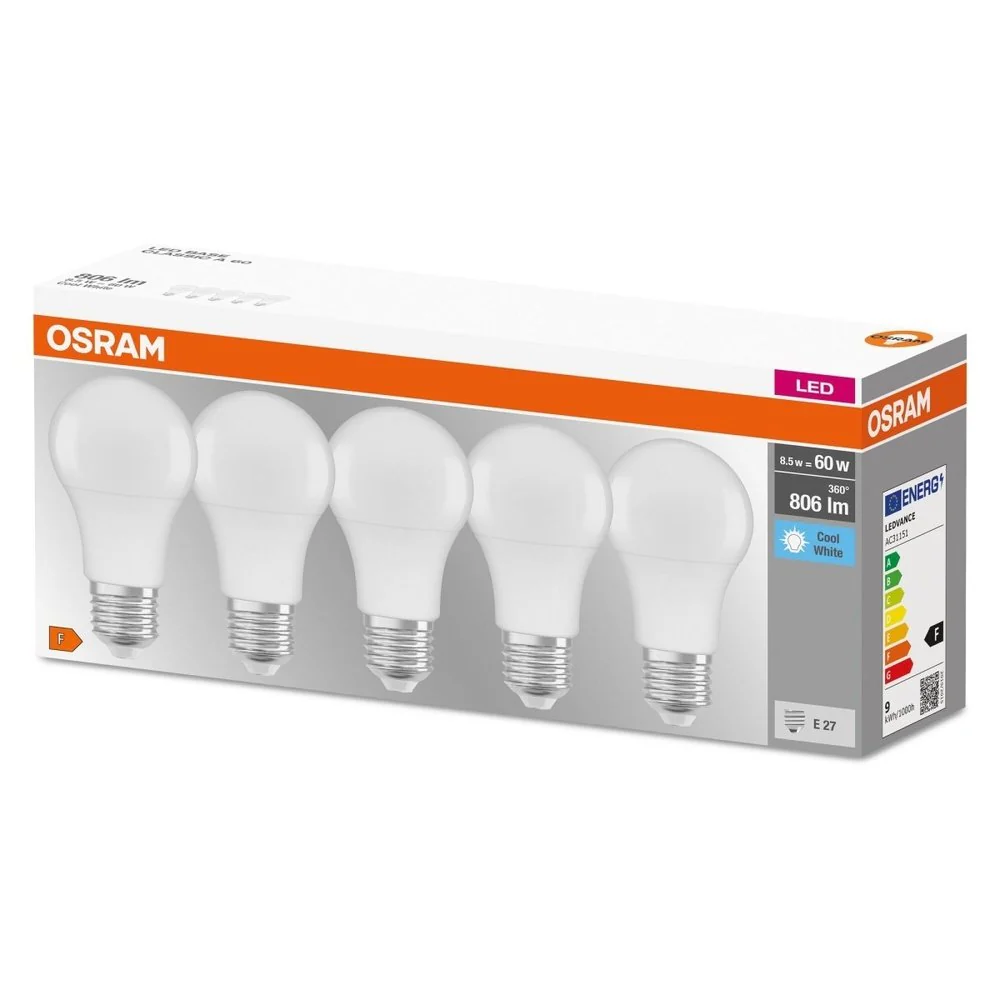 Żarówka LED E27 8,5W BASE CLASSIC 5 szt., matowa, barwa zimna - Image 3
