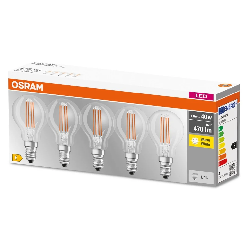 Żarówka LED E14 4W BASE 5 szt., filament, barwa ciepła - Image 3
