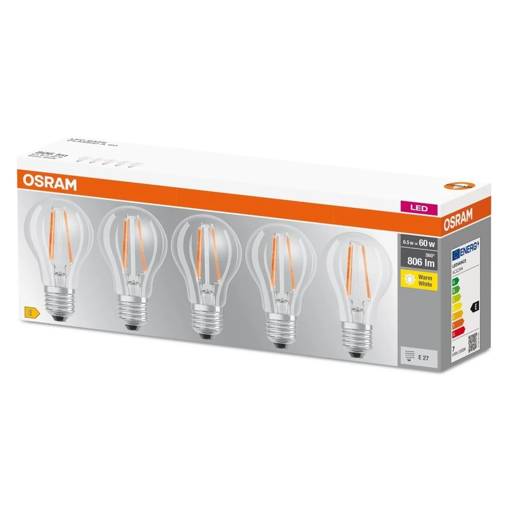 Żarówka LED E27 6,5W CLASSIC 5 szt. filament, barwa ciepła - Image 3