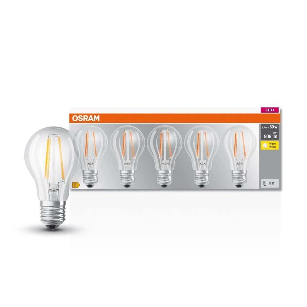 Żarówka LED E27 6,5W CLASSIC 5 szt. filament, barwa ciepła - Image 6