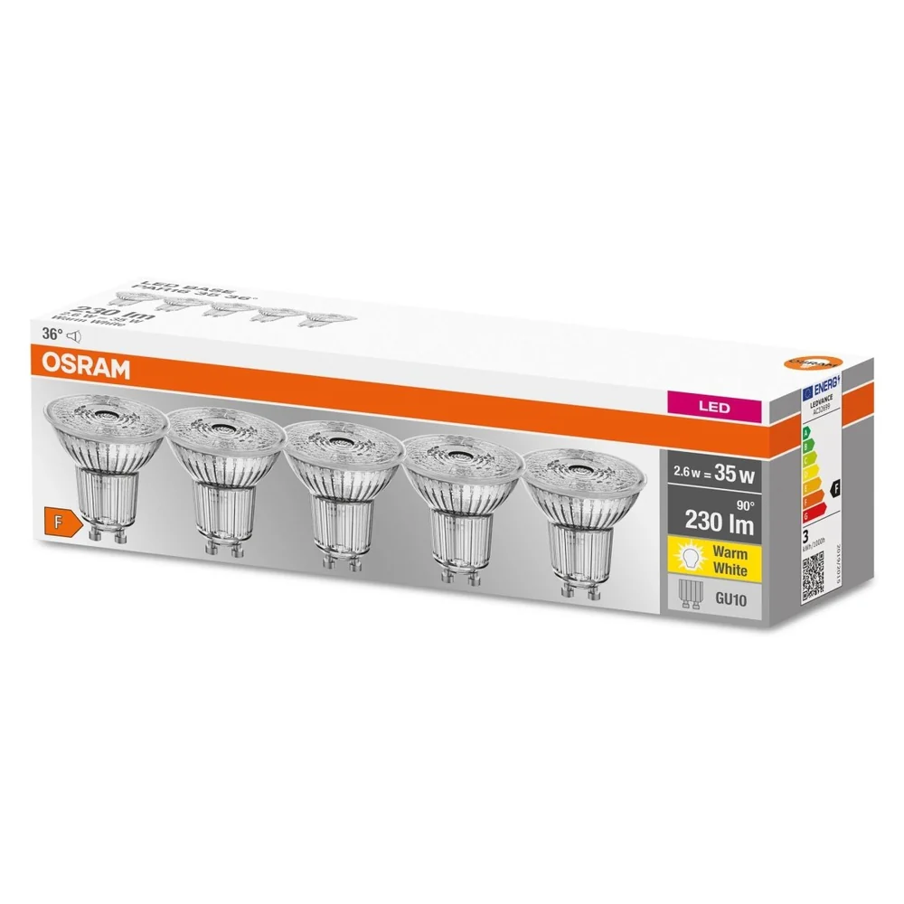 Żarówka LED GU10 2,6W BASE 5 szt., barwa ciepła - Image 3
