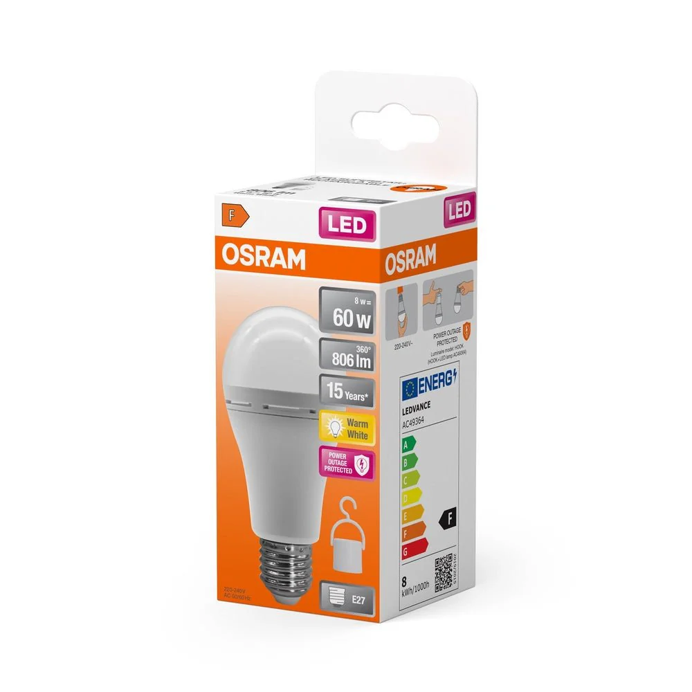 Akumulatorowa lampa LEDKlasyczne żarówki E27 8W 2700K 806lm - Image 3