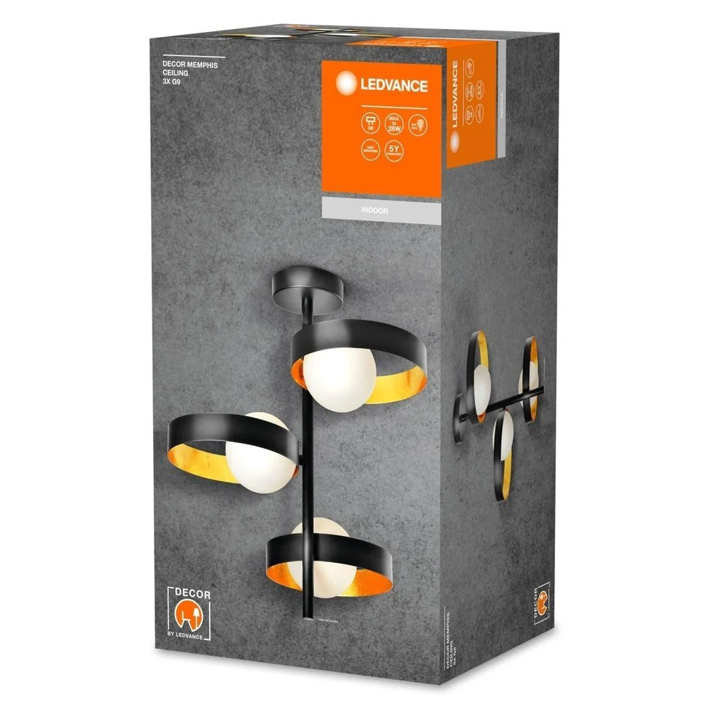 Lampa sufitowa Decor Memphis Ceiling 3xG9, kolor czarny. - Image 3