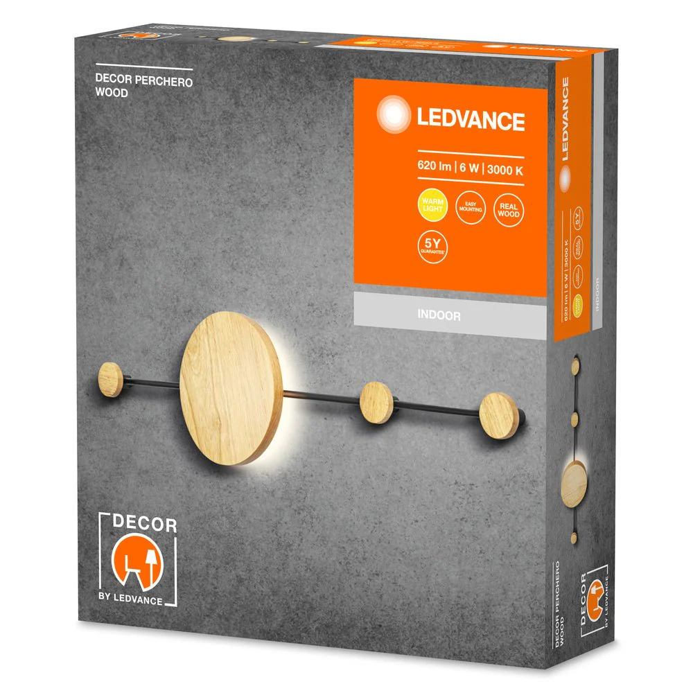 Lampa ścienna LED 6W Decor Perchero Wood, barwa ciepła. - Image 3