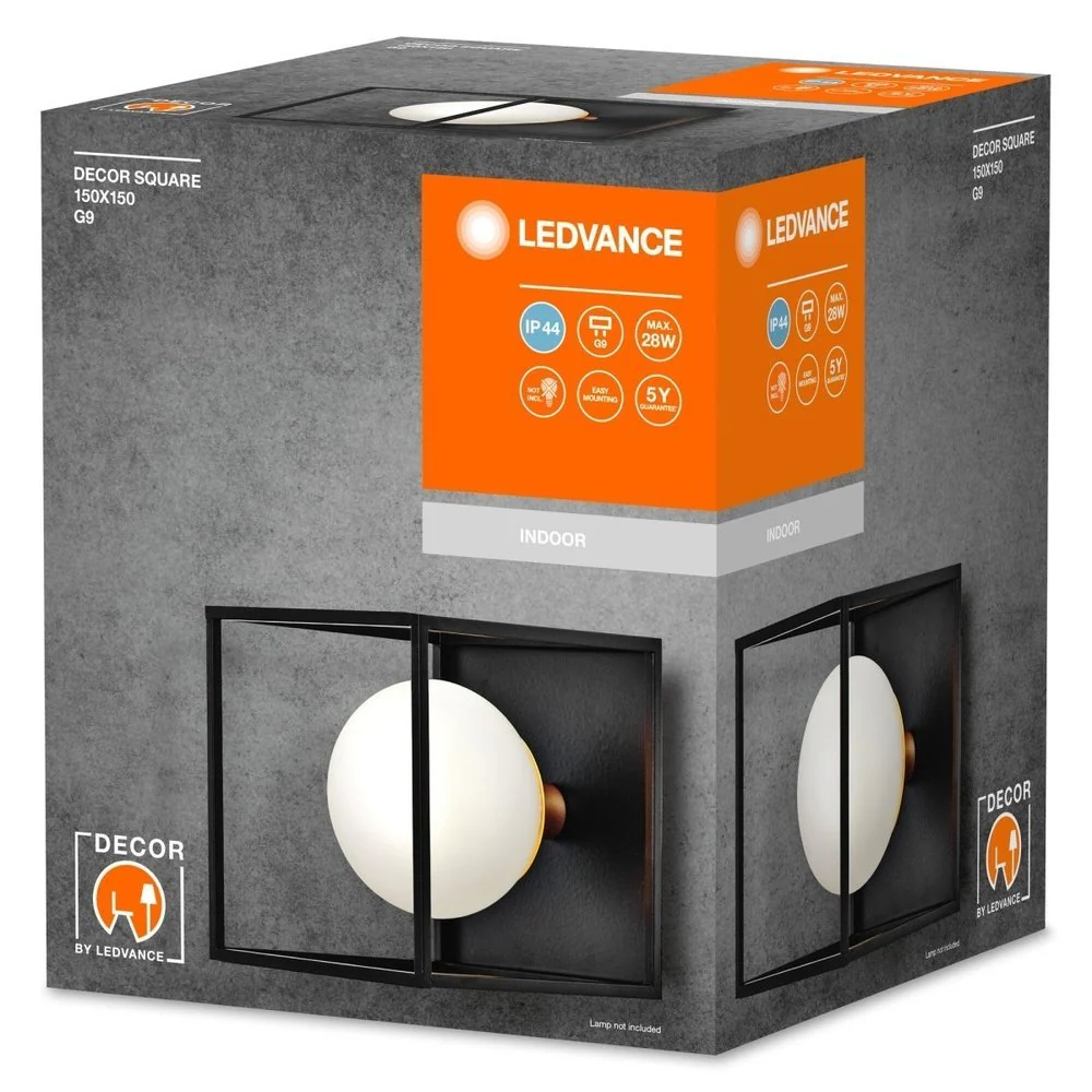 Lampa łazienkowa G9 Decor Square 150x150mm, IP44, czarna. - Image 3
