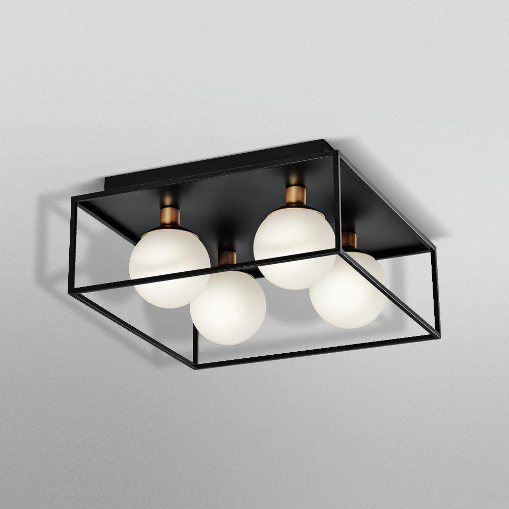 Lampa łazienkowa G9 Decor Square 350x350mm, IP44, czarna. - Image 3