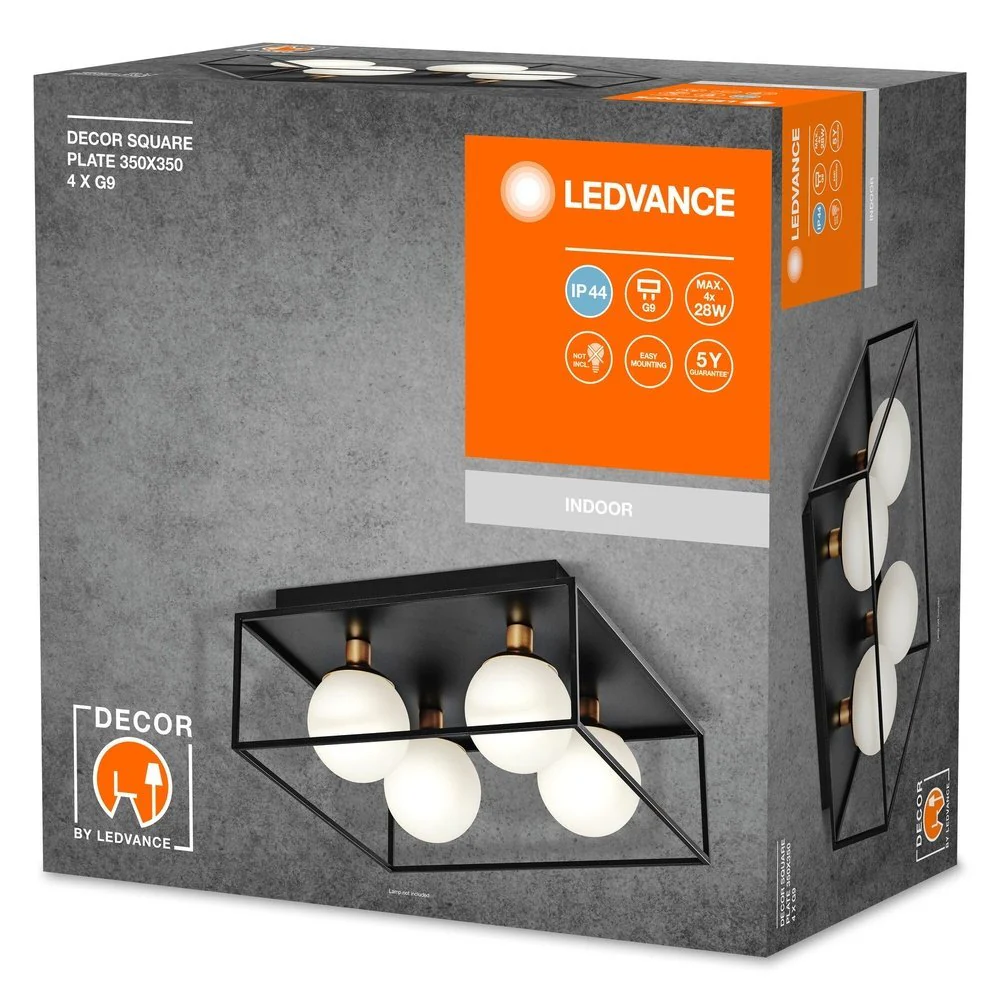 Lampa łazienkowa G9 Decor Square 350x350mm, IP44, czarna. - Image 4
