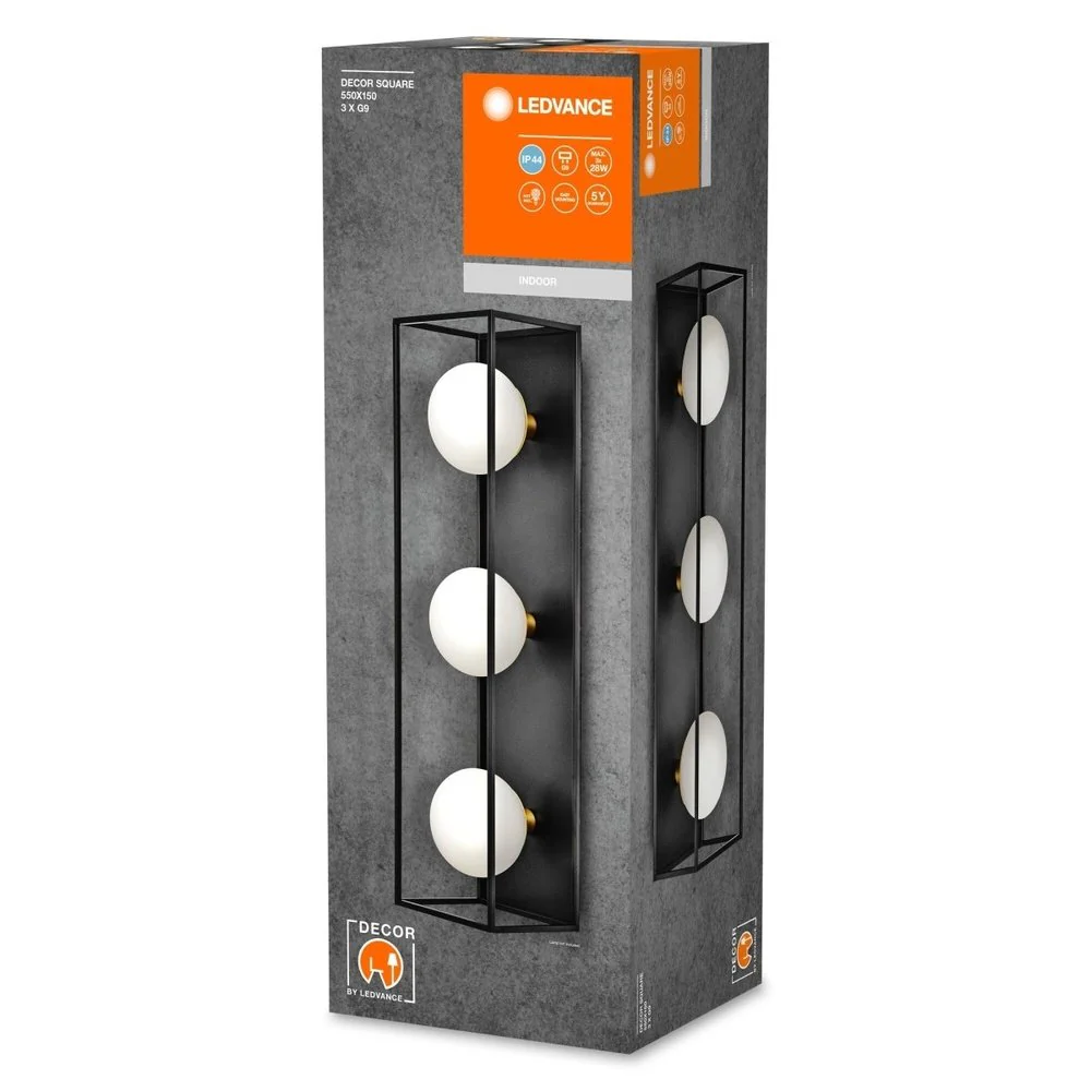 Lampa łazienkowa G9 Decor Square 550x150mm, IP44, czarna. - Image 3