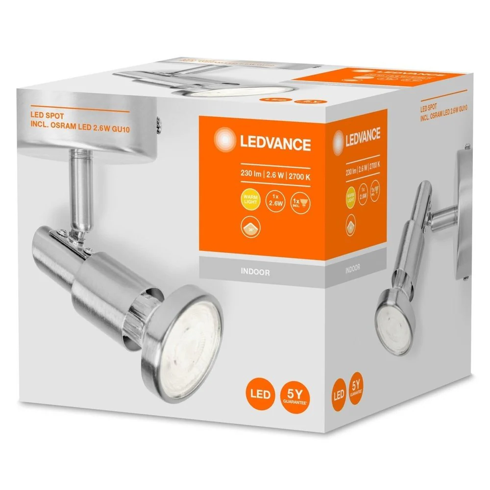 Lampa sufitowa LED SPOT GU10 2,6W, punktowa, srebrna, barwa ciepła - Image 3