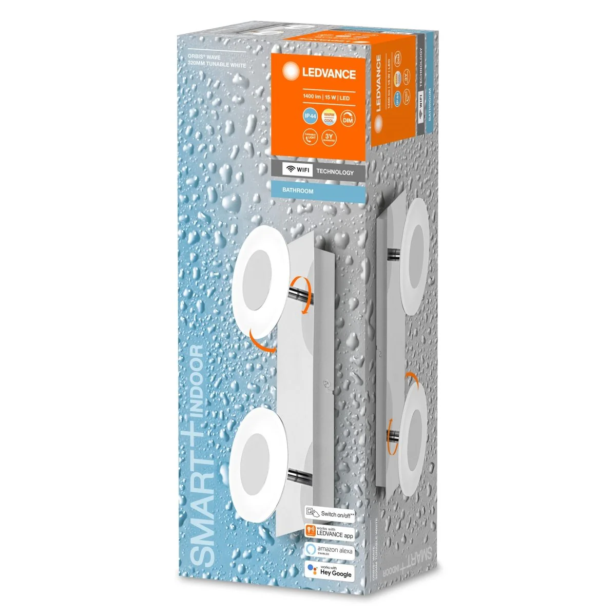 Lampa LED WiFi ORBIS WALL WAVE 21W, inteligentna, do łazienki, ściemnialna, IP44, regulowana biel, 32 cm - Image 3