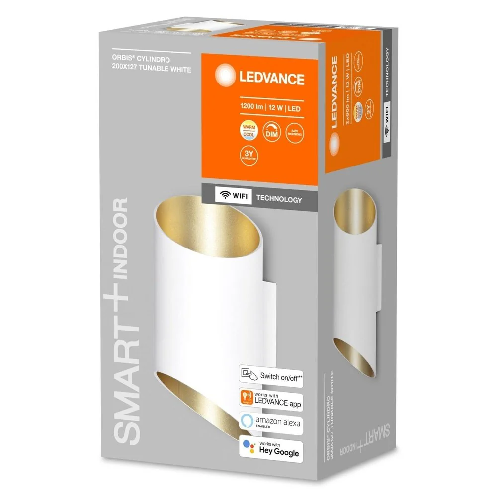 Lampa ścienna LED WiFi ORBIS CYLINDRO WHITE 12W, inteligentna, ściemnialna, regulowana biel - Image 3