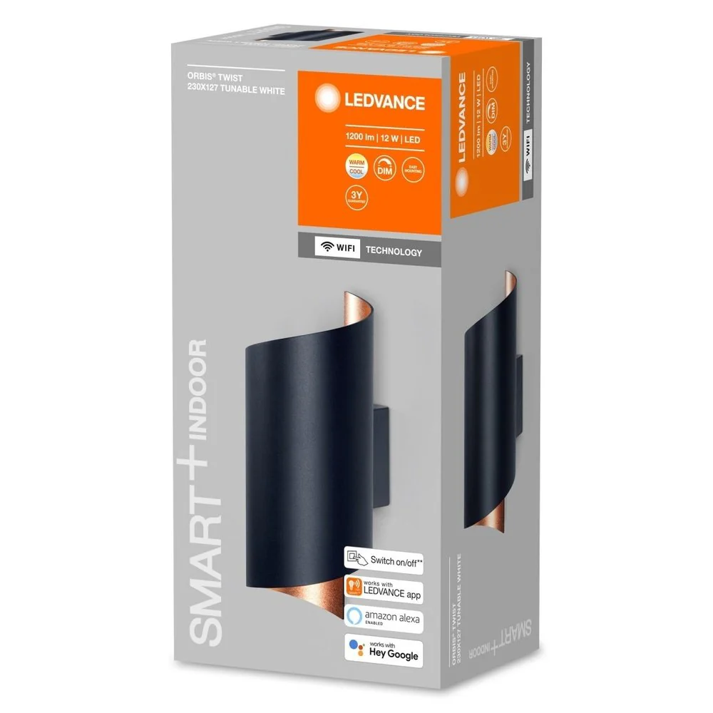 Lampa ścienna LED WiFi ORBIS TWIST BLACK 12W, inteligentna, ściemnialna, regulowana biel - Image 3