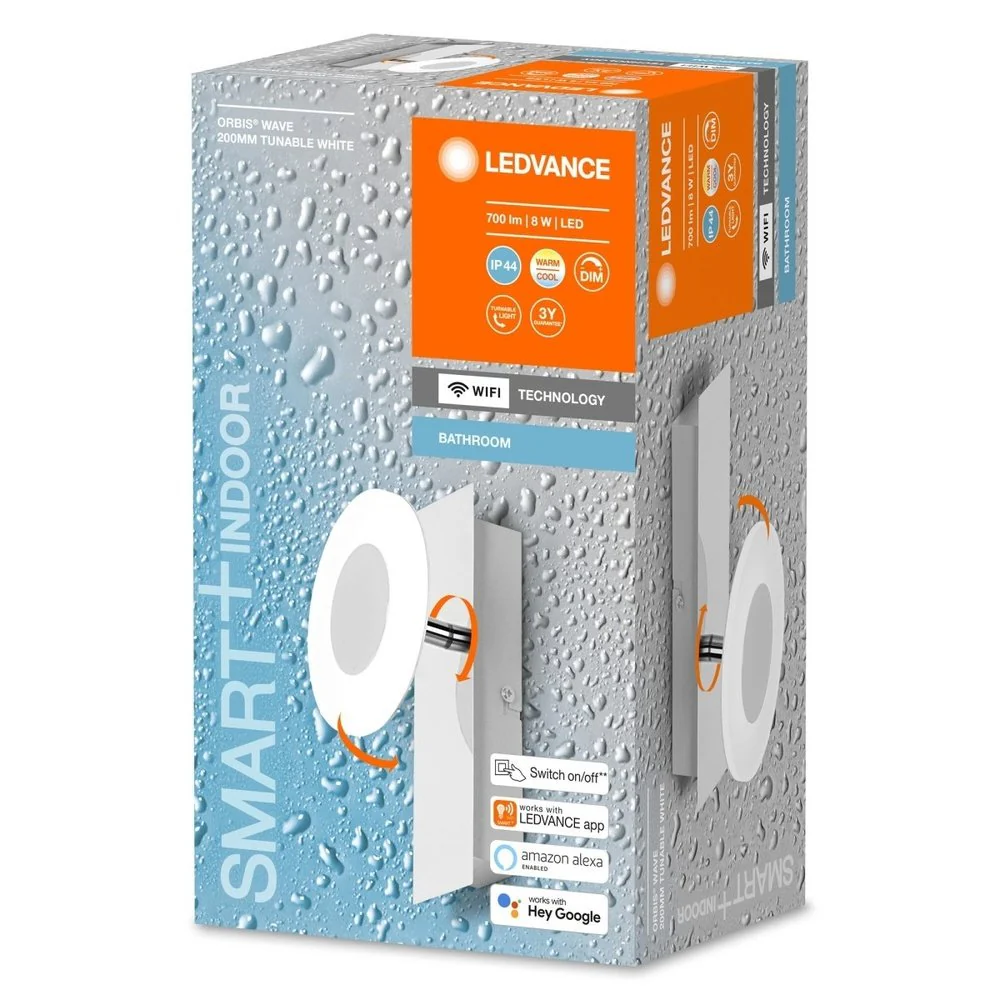 Lampa LED WiFi ORBIS WALL WAVE 8W, inteligentna, do łazienki, ściemnialna, IP44, regulowana biel, 20 cm - Image 3