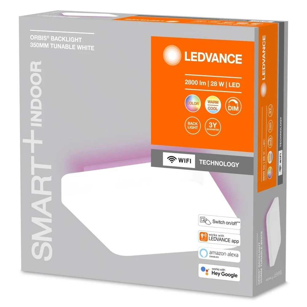 Lampa sufitowa LED WiFi ORBIS BACKLIGHT WHITE 28W, inteligentna, kwadratowa, RGB, regulowana biel, 350x350 mm - Image 3
