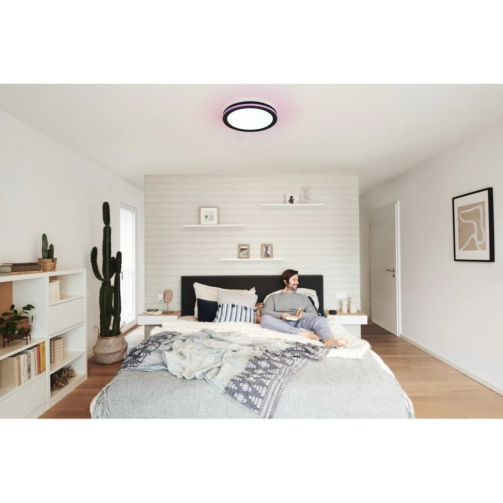 Lampa sufitowa LED WiFi ORBIS CIRCLE BLACK 28W, inteligentna, okrągła, RGB, regulowana biel, 460x460 mm - Image 4
