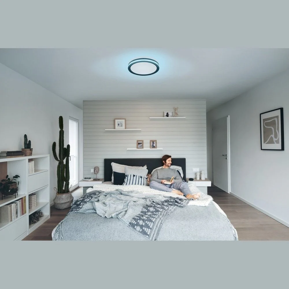 Lampa sufitowa LED WiFi ORBIS CIRCLE BLACK 28W, inteligentna, okrągła, RGB, regulowana biel, 460x460 mm - Image 5