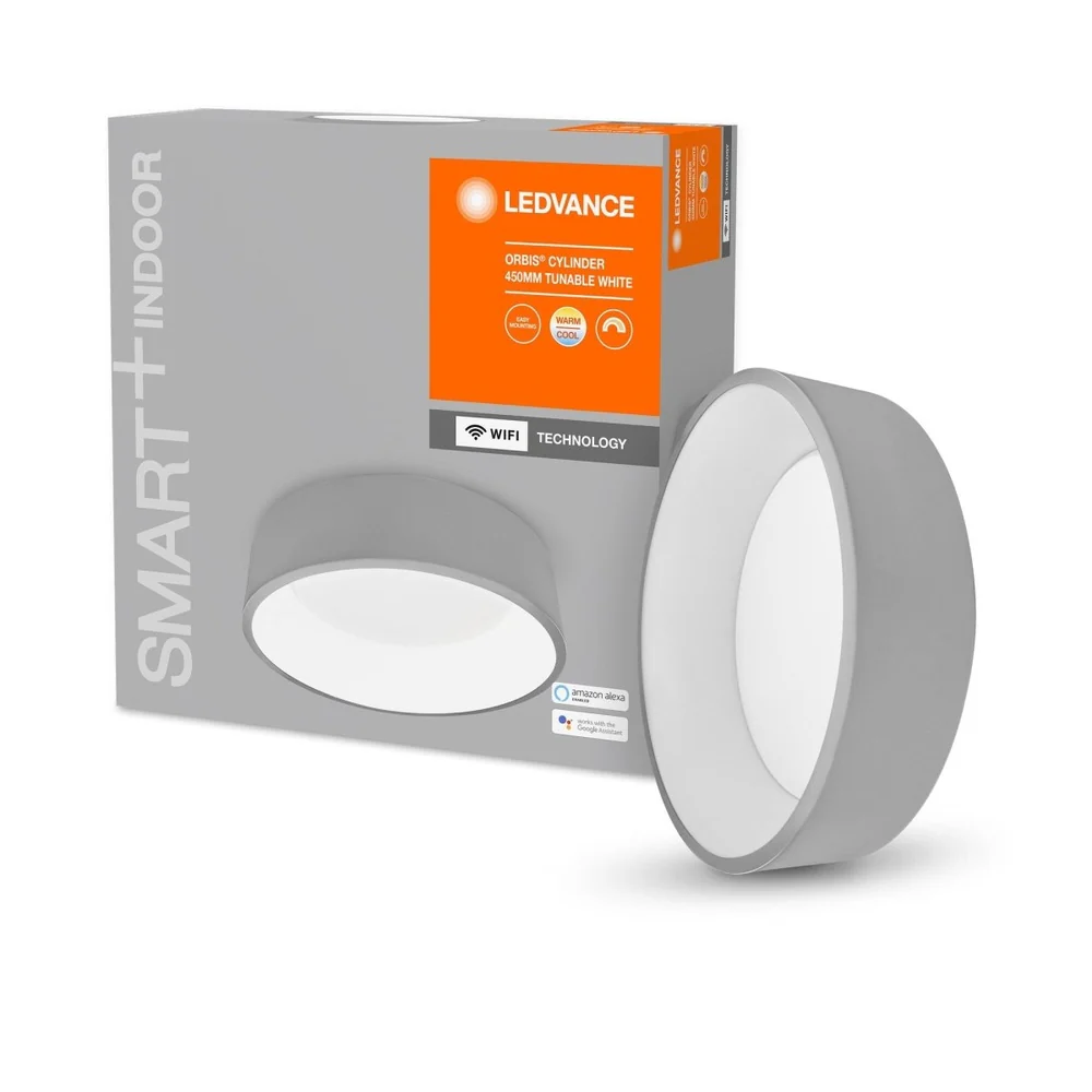 Lampa sufitowa LED WiFi ORBIS CYLINDER GREY 26W, inteligentna, okrągła, regulowana biel, 450 mm - Image 4