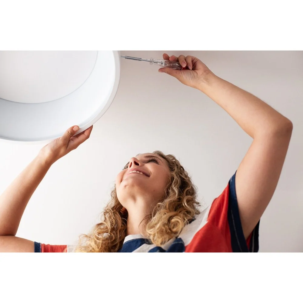 Lampa sufitowa LED WiFi ORBIS CYLINDER GREY 26W, inteligentna, okrągła, regulowana biel, 450 mm - Image 6