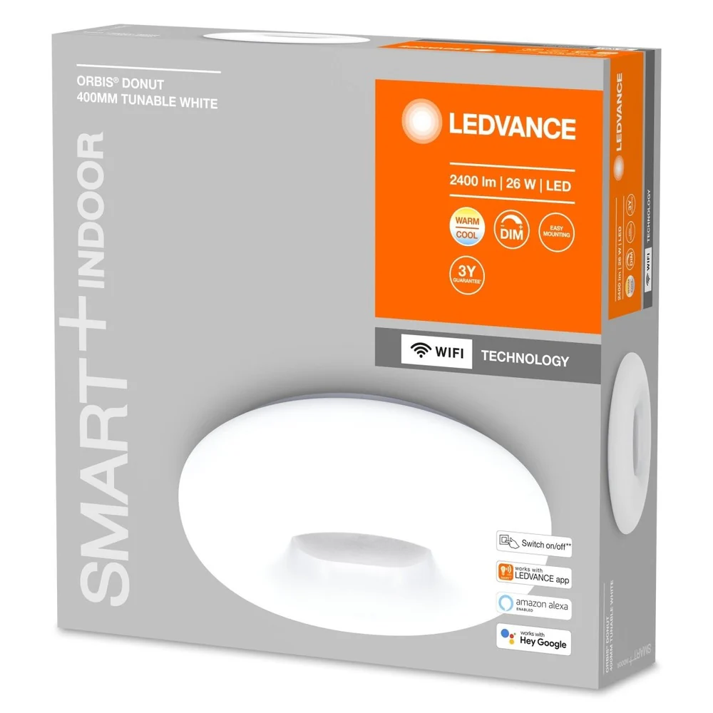 Lampa sufitowa LED WiFi ORBIS DONUT WHITE 26W, inteligentna, okrągła, regulowana biel, 400 mm - Image 3