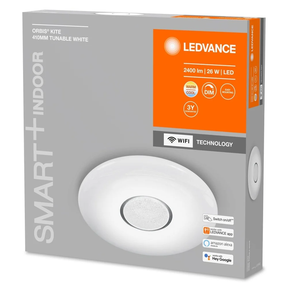Lampa sufitowa LED WiFi ORBIS KITE WHITE TW 26W, inteligentna, okrągła, ściemnialna, regulowana biel, 410x410 mm - Image 3