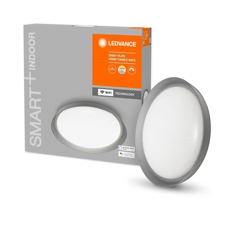 Lampa sufitowa LED WiFi ORBIS PLATE GREY 26W, inteligentna, okrągła, regulowana biel, 430 mm - Image 4