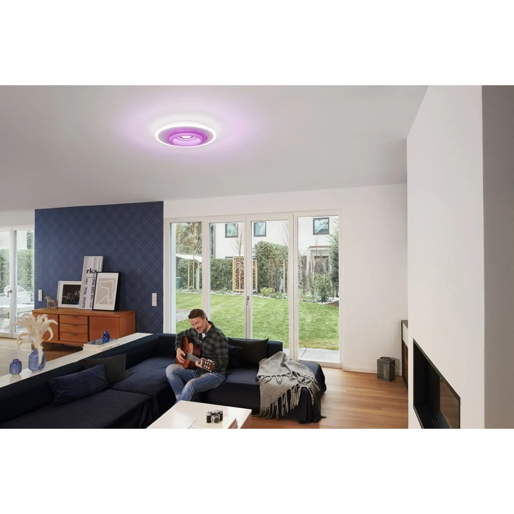 Lampa sufitowa LED WiFi ORBIS RUMOR 32W, inteligentna, okrągła, RGB, kolor obudowy biały, regulowana biel, 500x500 mm - Image 4