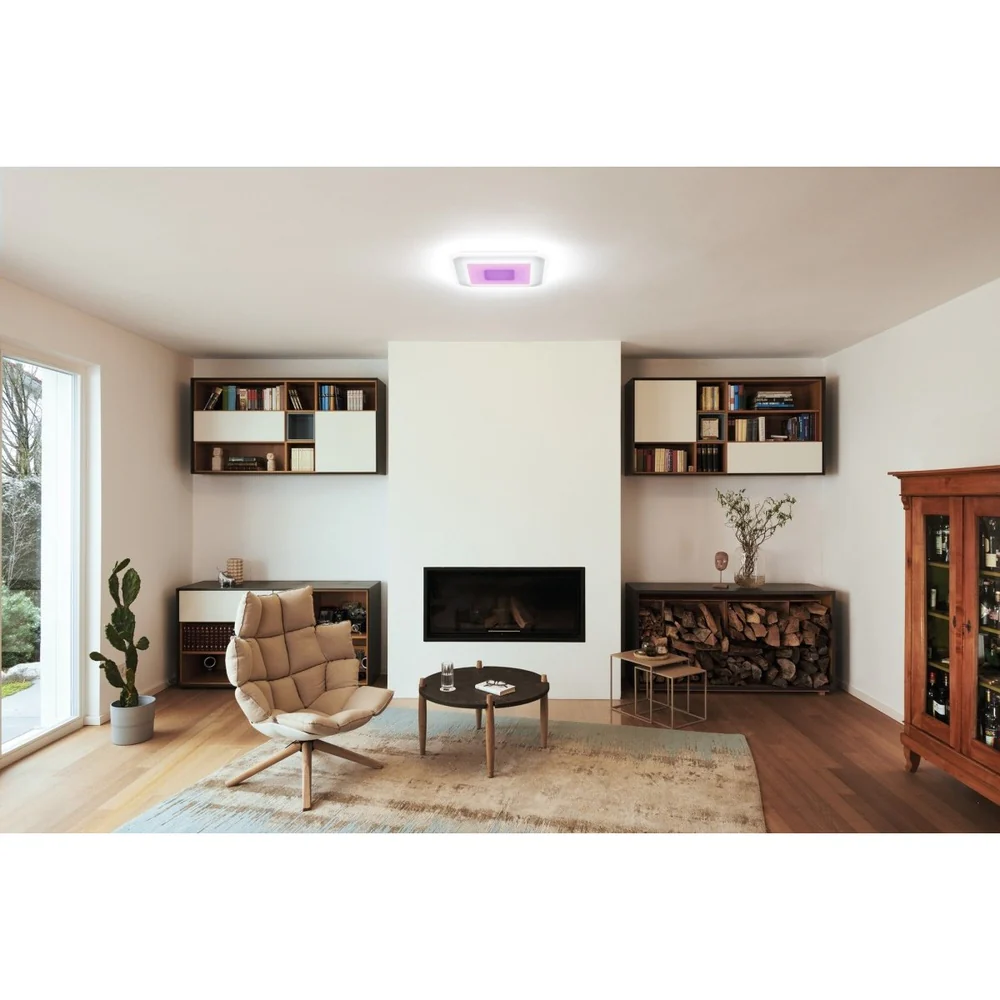 Lampa sufitowa LED WiFi ORBIS SADDIE 32W, inteligentna, kwadratowa, RGB, kolor obudowy biały, regulowana biel, 500x500 mm - Image 6