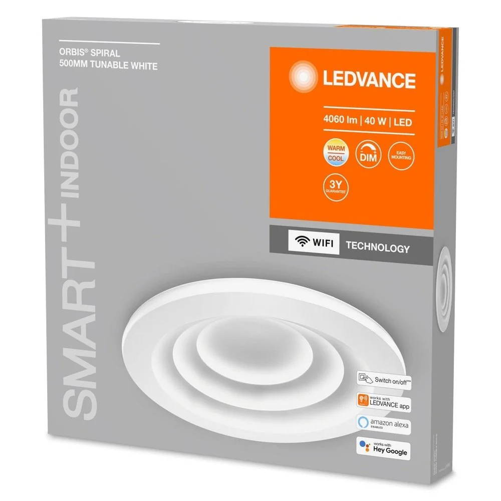 Lampa sufitowa LED WiFi ORBIS SPIRAL WHITE 40W, inteligentna, okrągła, regulowana biel, 500 mm - Image 3