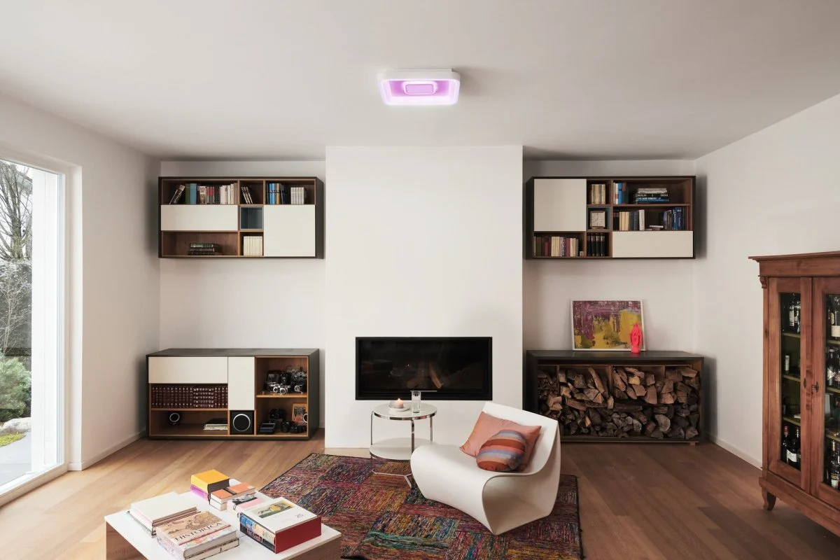 Lampa sufitowa LED WiFi ORBIS STELLA 32W, inteligentna, kwadratowa, RGB, kolor obudowy biały, regulowana biel, 485x485 mm - Image 7