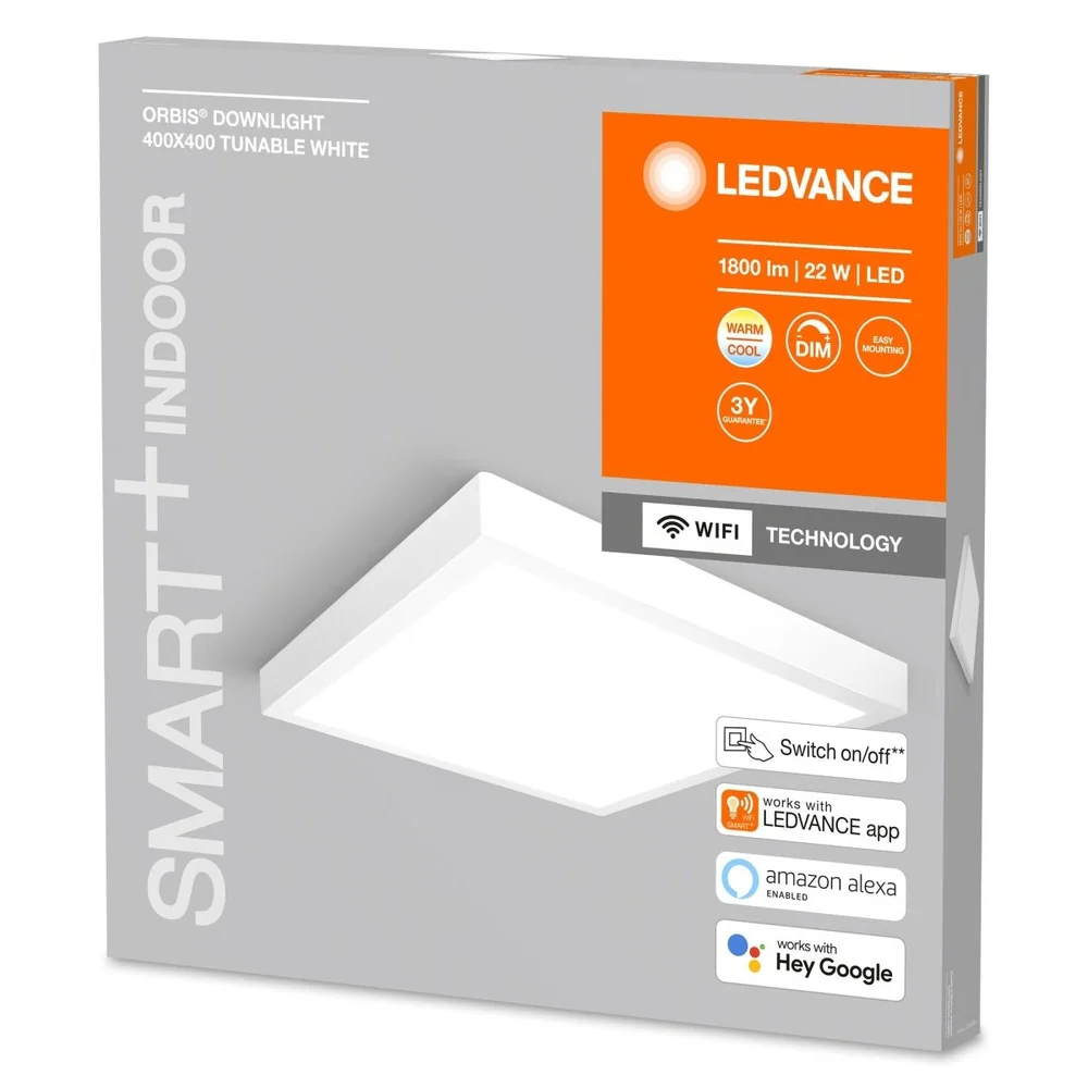 Lampa sufitowa LED WiFi ORBIS DOWNLIGHT SURFACE 22W, inteligentna, kwadratowa, ściemnialna, regulowana biel, kolor obudowy biały, 400x400 mm - Image 3